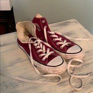 Maroon converse high tops